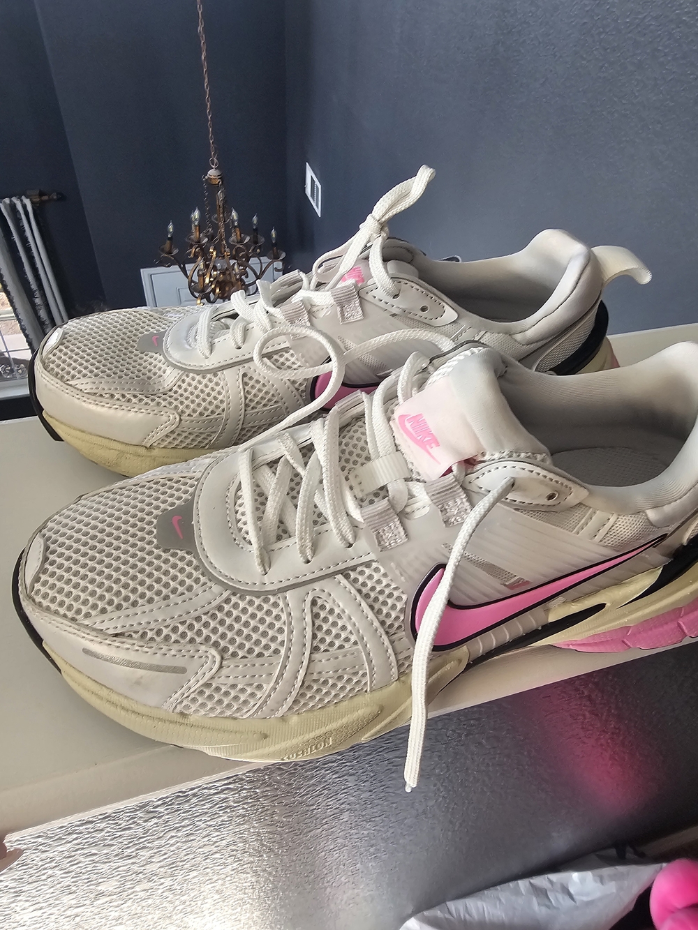 Nike Women’s White Sneakers with Pink Accents